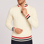 Bluzeo | Cable-knit sweater with stand-up collar