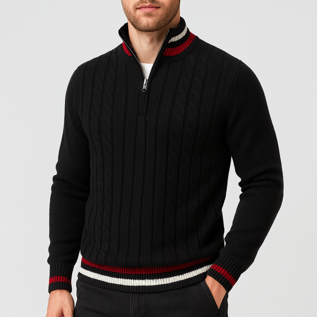 Bluzeo | Cable-knit sweater with stand-up collar