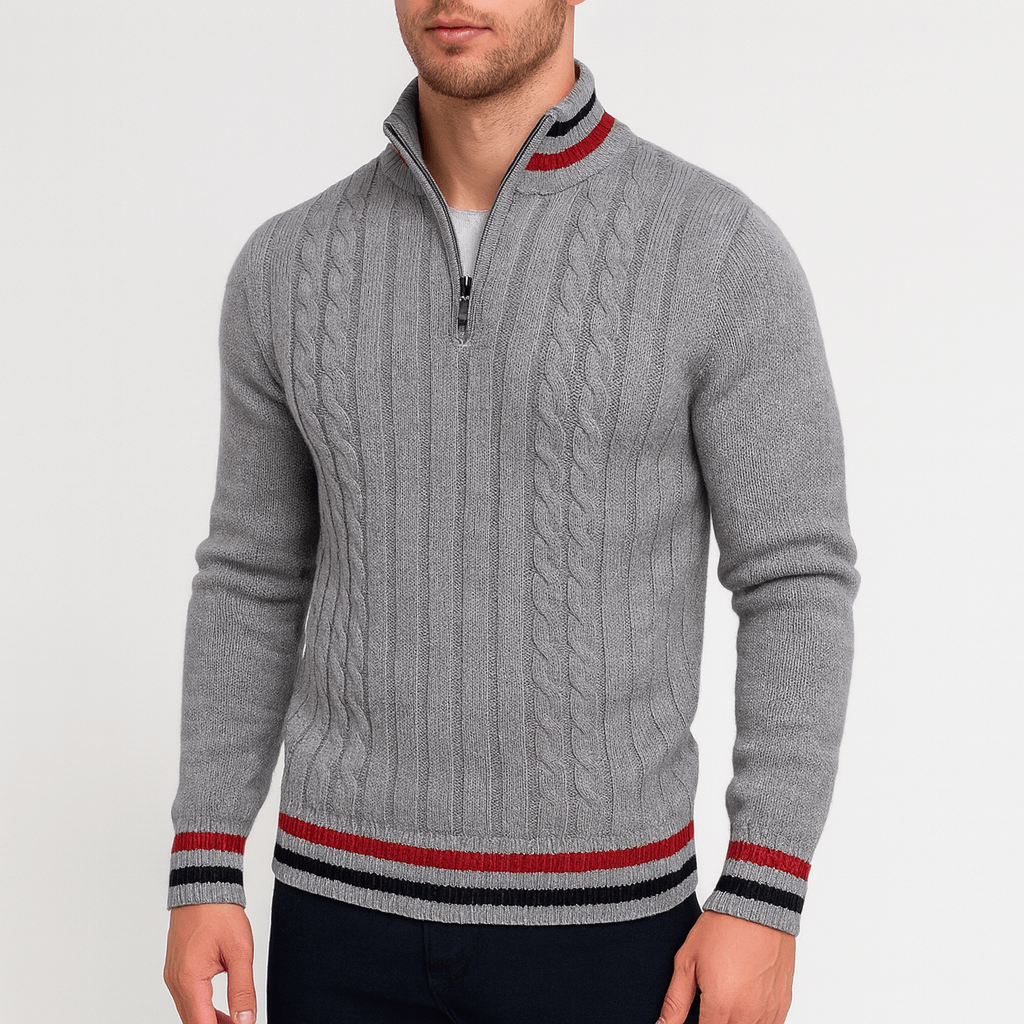 Bluzeo | Cable-knit sweater with stand-up collar