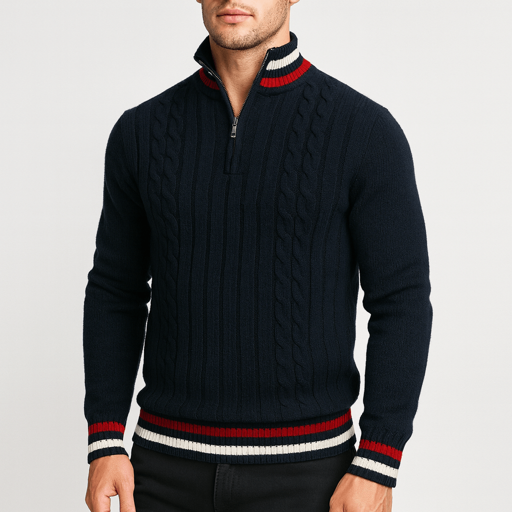 Bluzeo | Cable-knit sweater with stand-up collar
