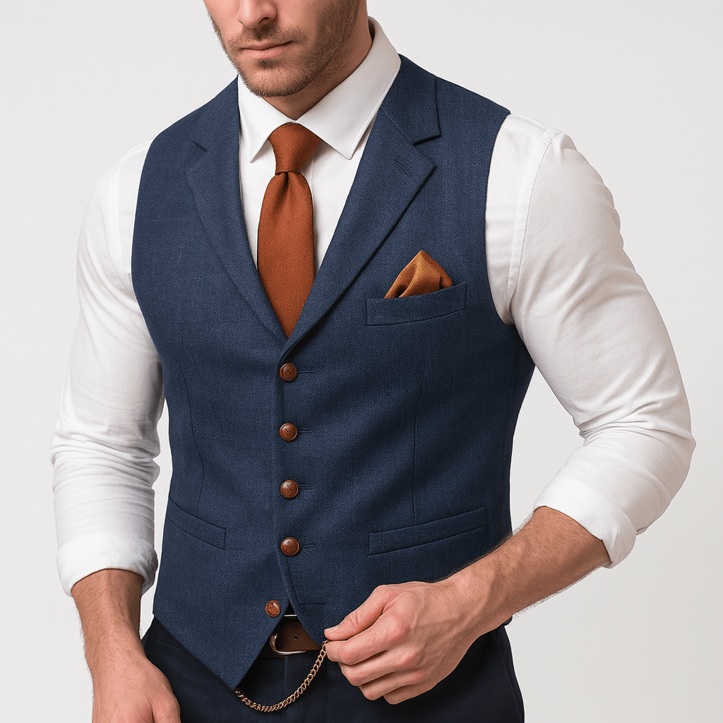 Bluzeo | Classic V-neck polyester vest
