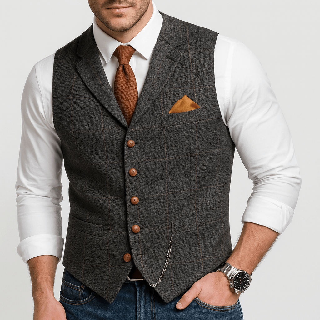 Bluzeo | Classic V-neck polyester vest