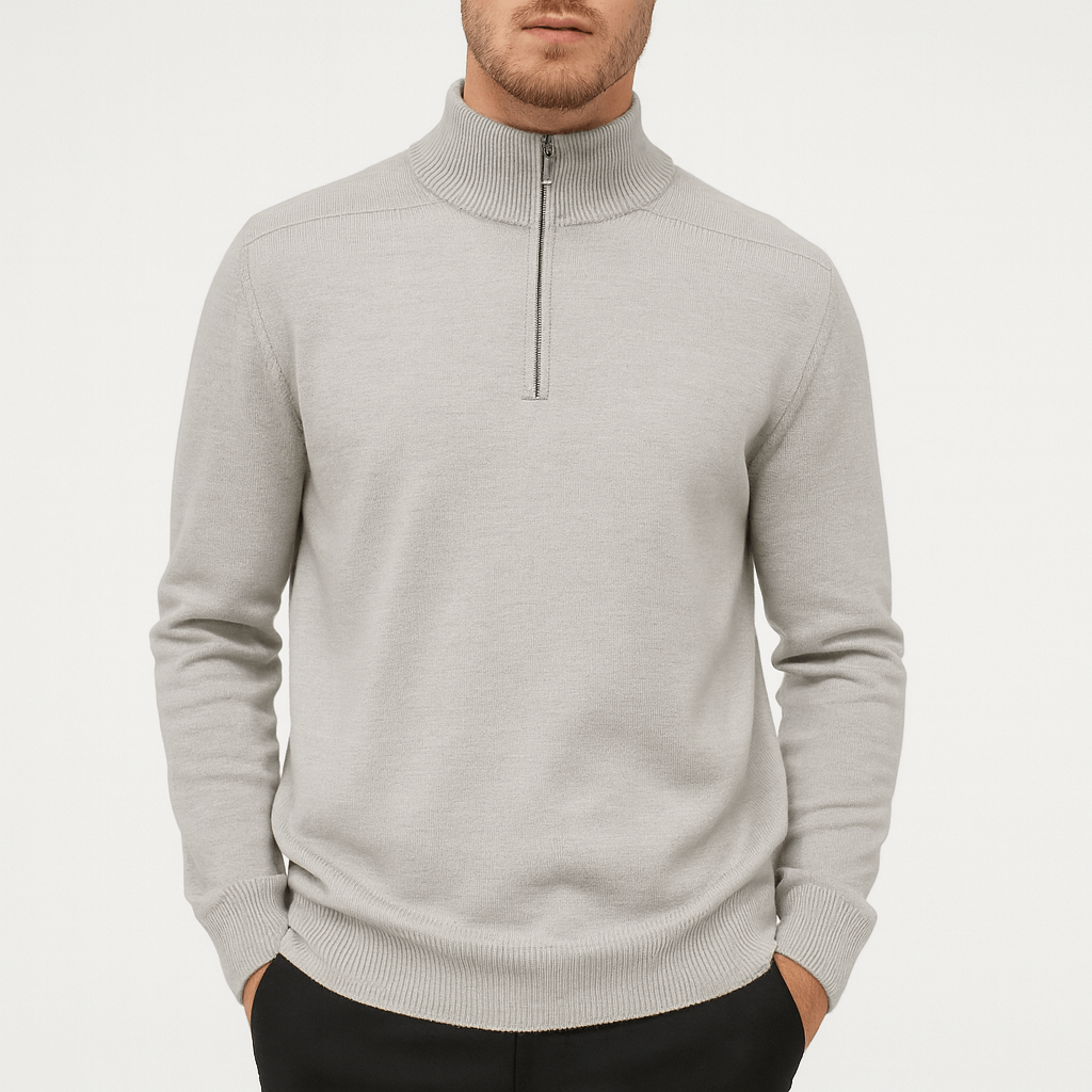 Bluzeo | Elegant half-zip wool sweater
