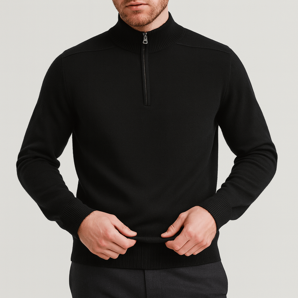 Bluzeo | Elegant half-zip wool sweater