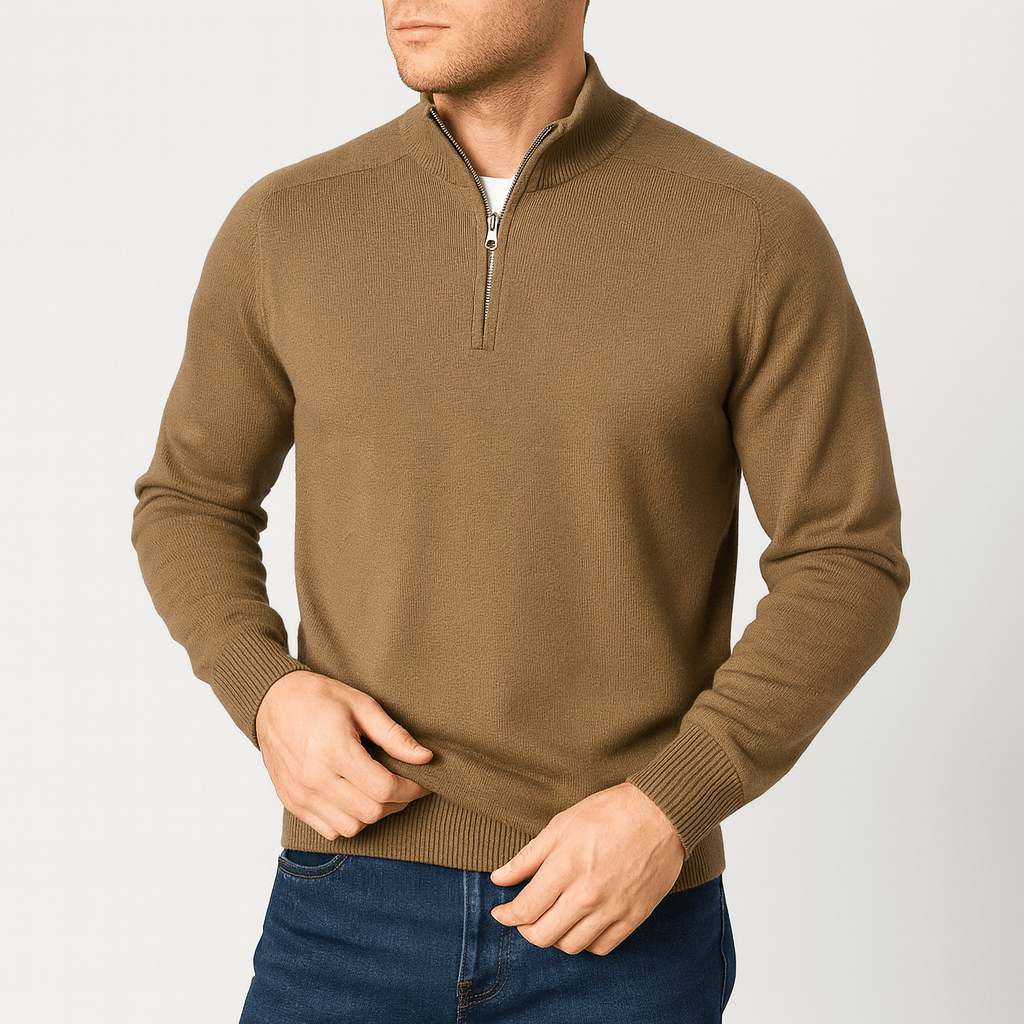 Bluzeo | Elegant half-zip wool sweater