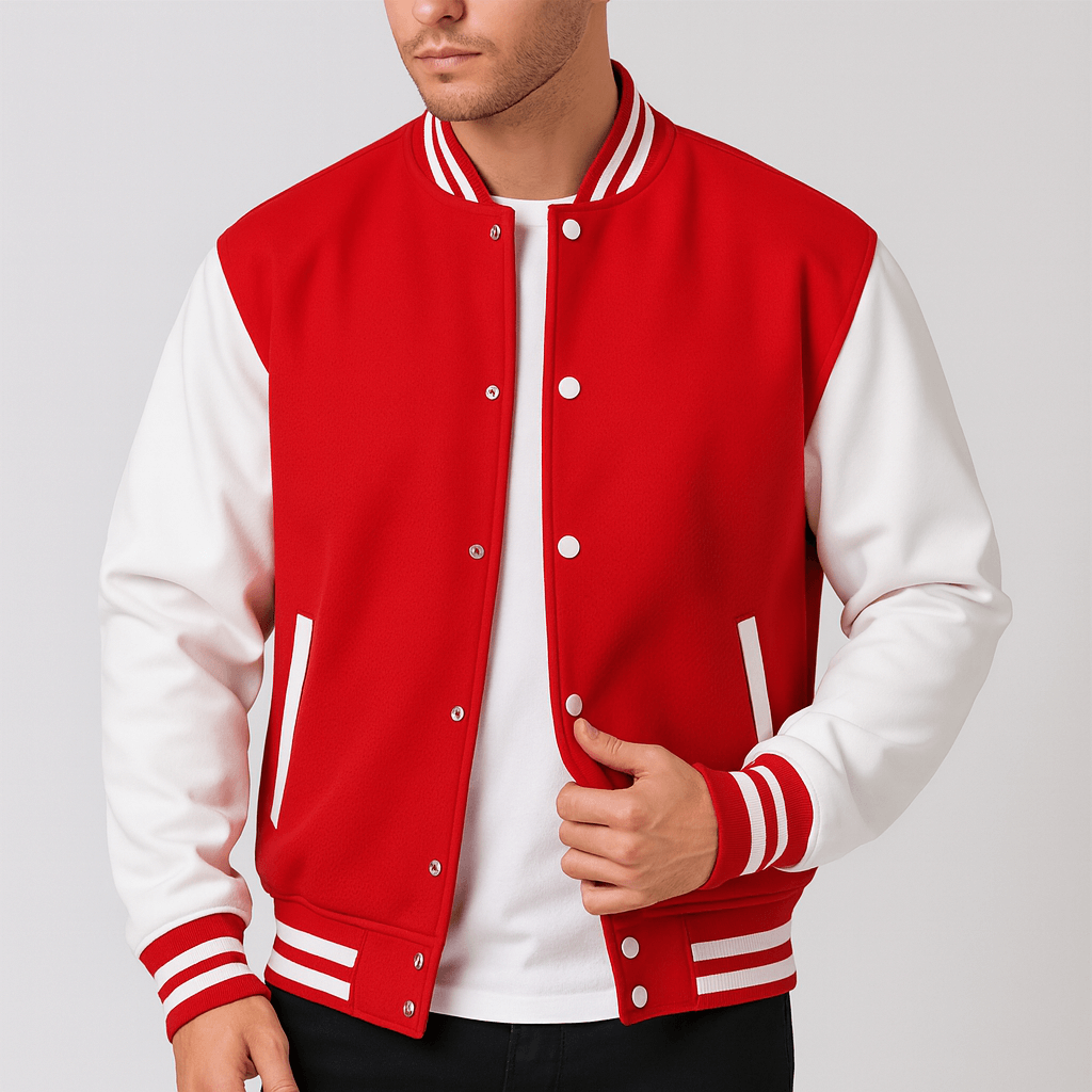 Bluzeo | Fitted bomber jacket with contrast sleeves
