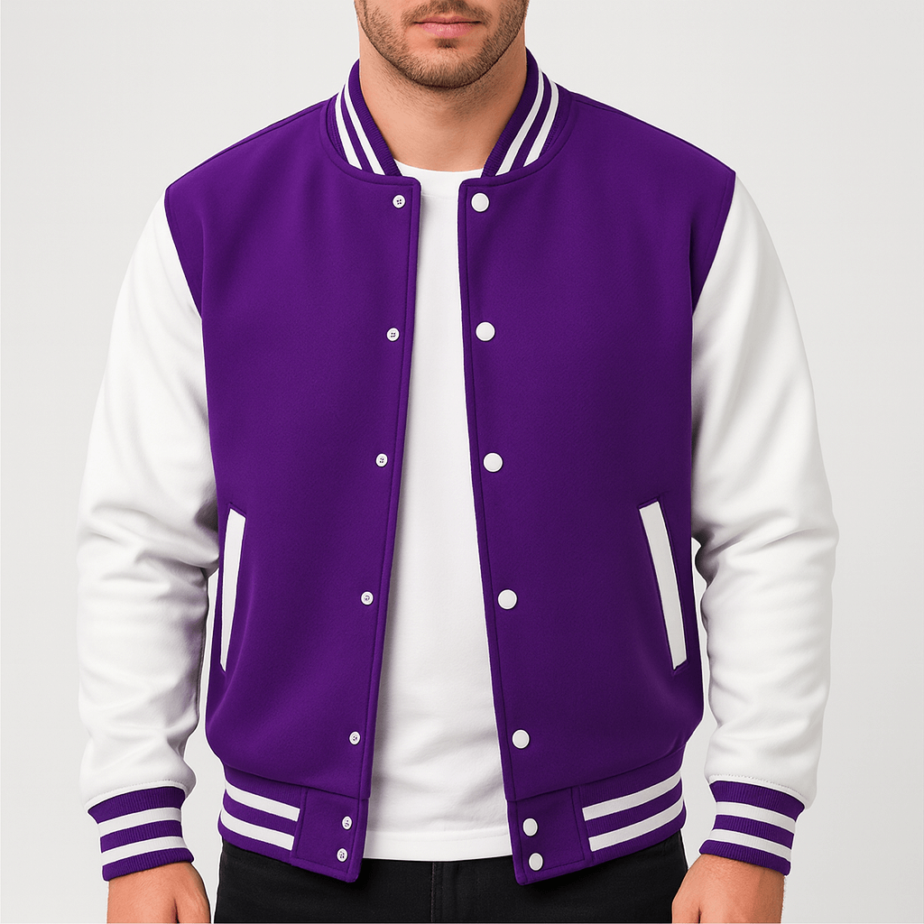 Bluzeo | Fitted bomber jacket with contrast sleeves
