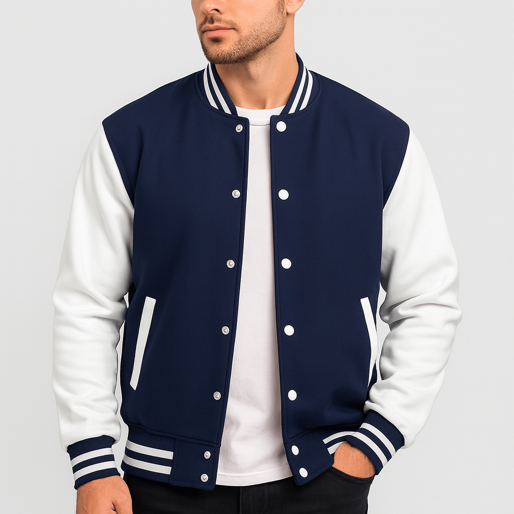 Bluzeo | Fitted bomber jacket with contrast sleeves