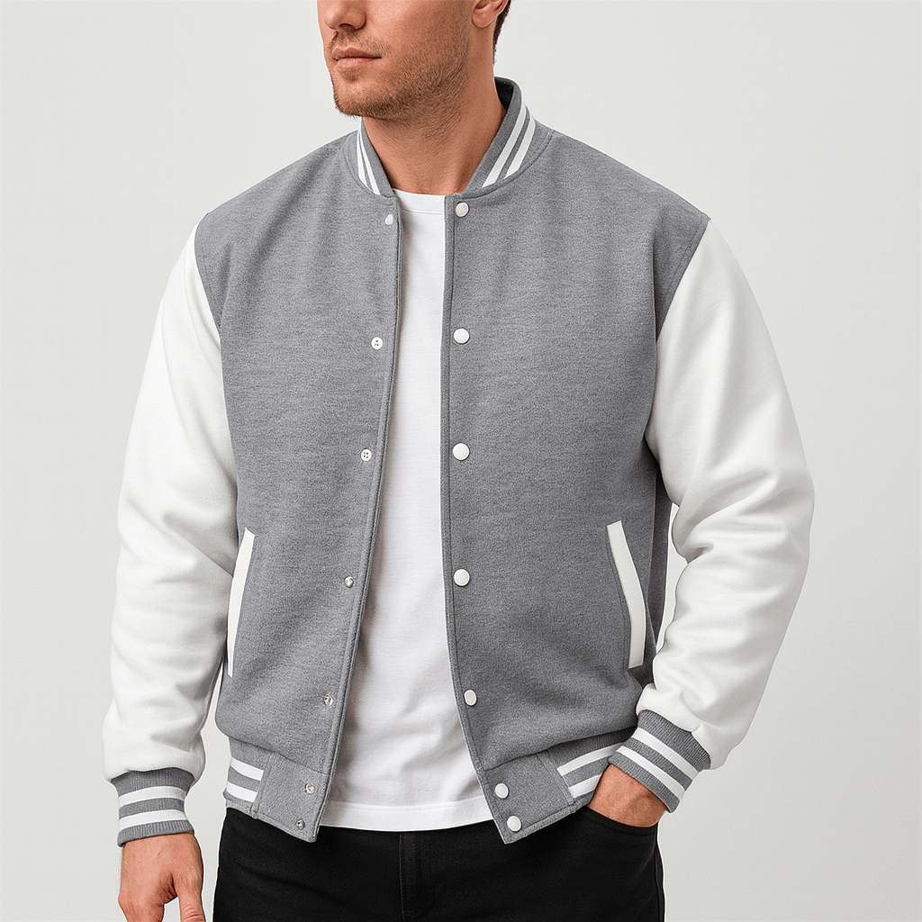 Bluzeo | Fitted bomber jacket with contrast sleeves