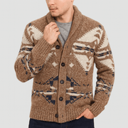 Bluzeo | Geometric pattern wool cardigan