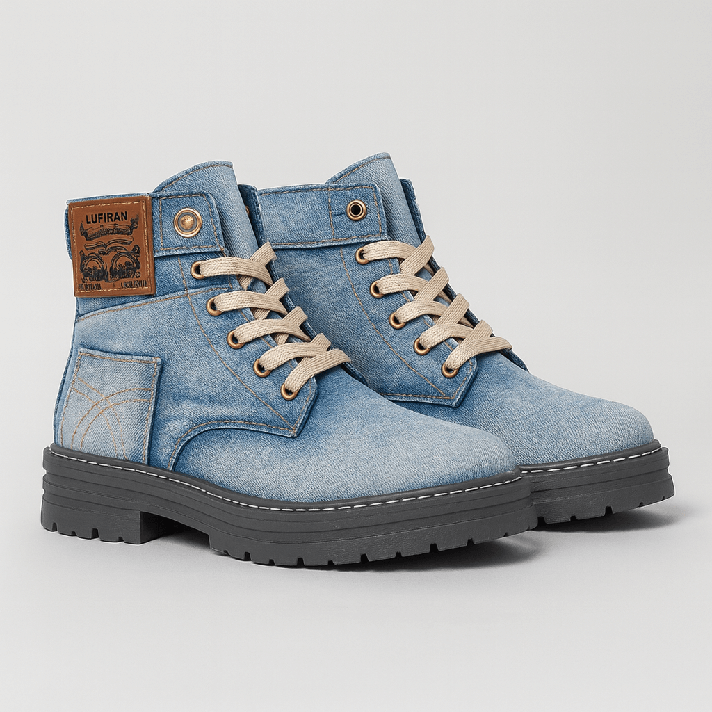Bluzeo | Lace-up denim ankle boots