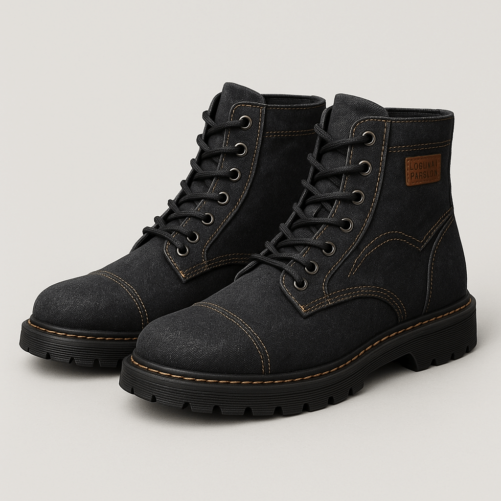 Bluzeo | Lace-up denim ankle boots