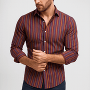 Bluzeo | Modern slim fit striped shirt