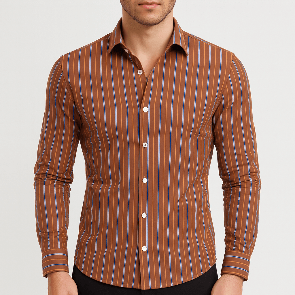 Bluzeo | Modern slim fit striped shirt