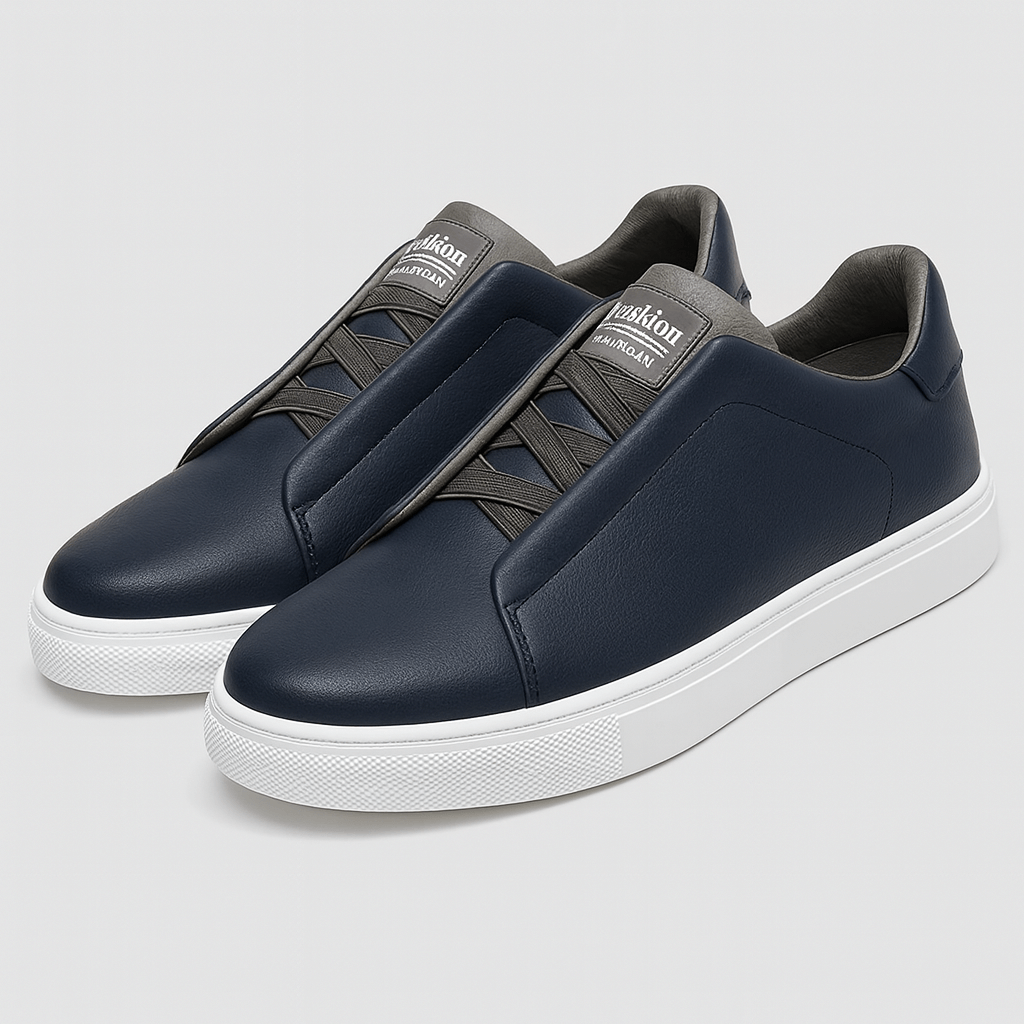 Bluzeo | Natural leather sneakers with lace-up design