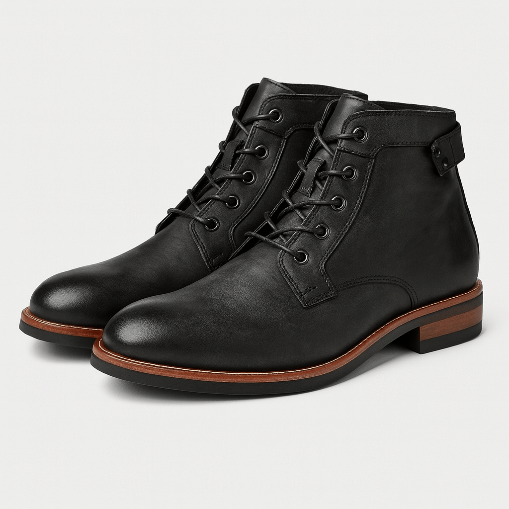 Bluzeo | Premium leather black ankle boots