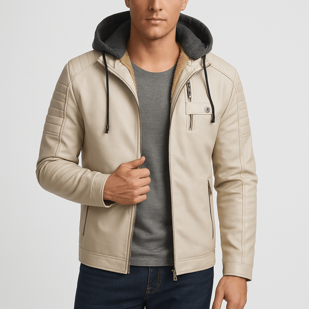 Bluzeo | Quilted sleeve faux leather coat