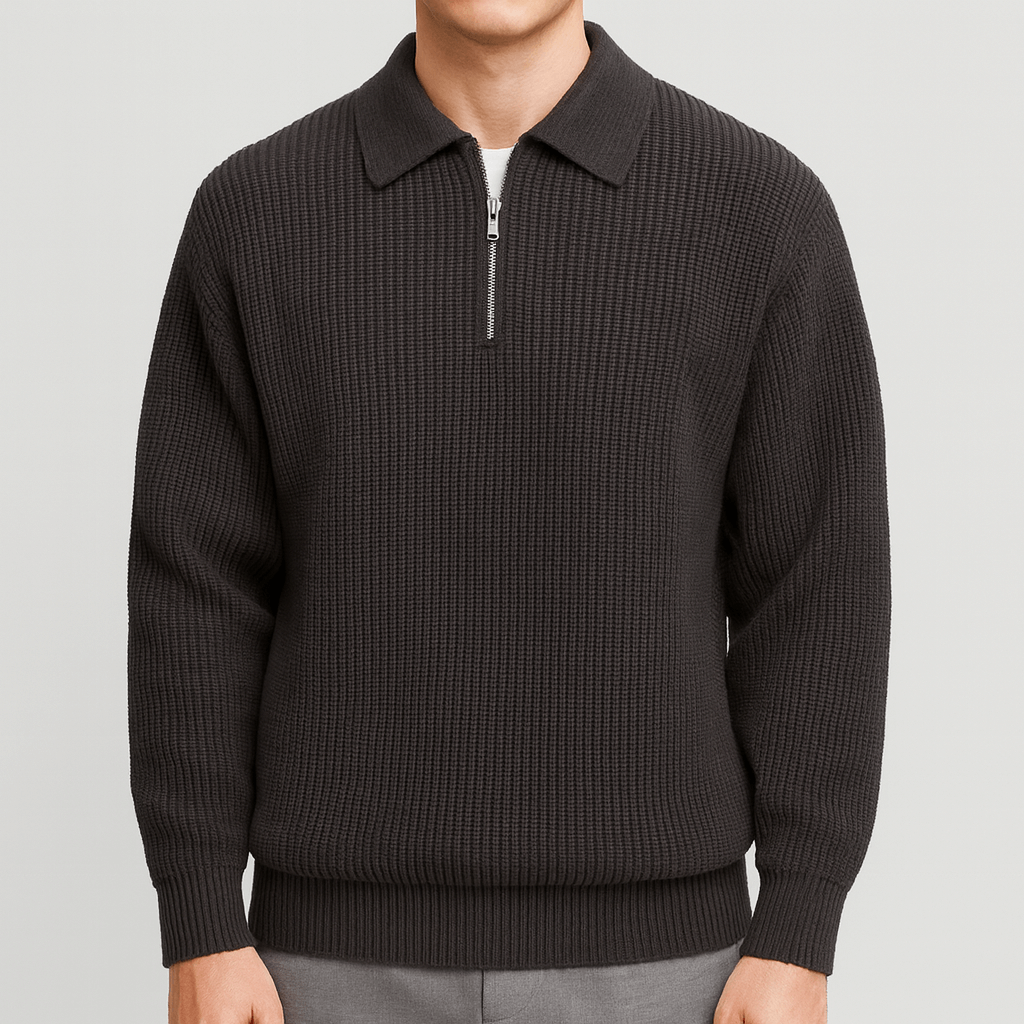 Bluzeo | Ribbed knit zip-up sweater
