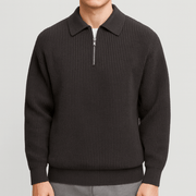 Bluzeo | Ribbed knit zip-up sweater