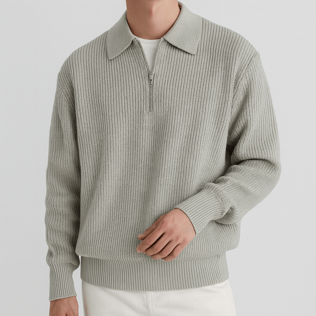 Bluzeo | Ribbed knit zip-up sweater