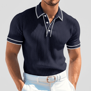 Bluzeo | Ribbed polo shirt with contrast collar