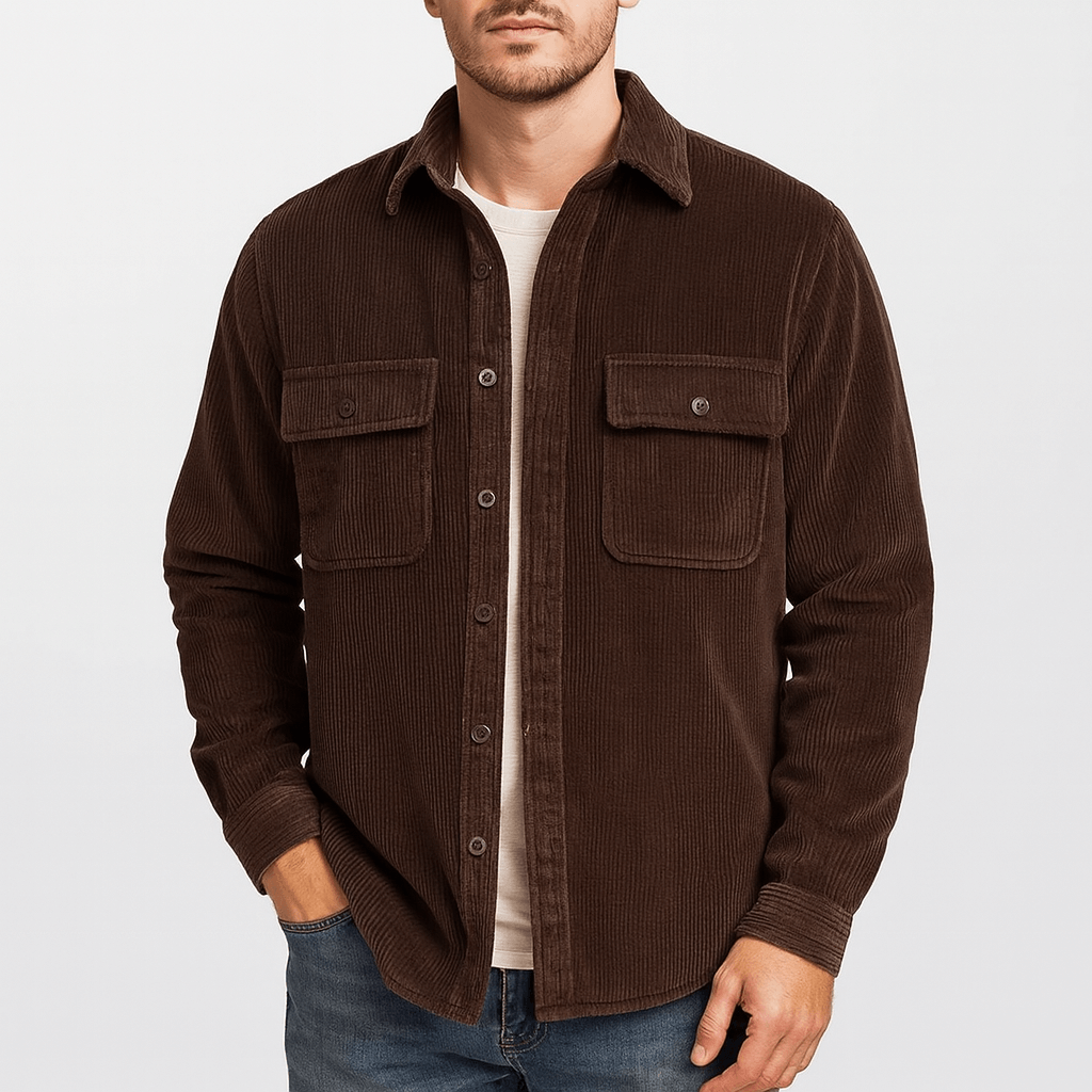 Bluzeo | Soft corduroy long-sleeved shirt