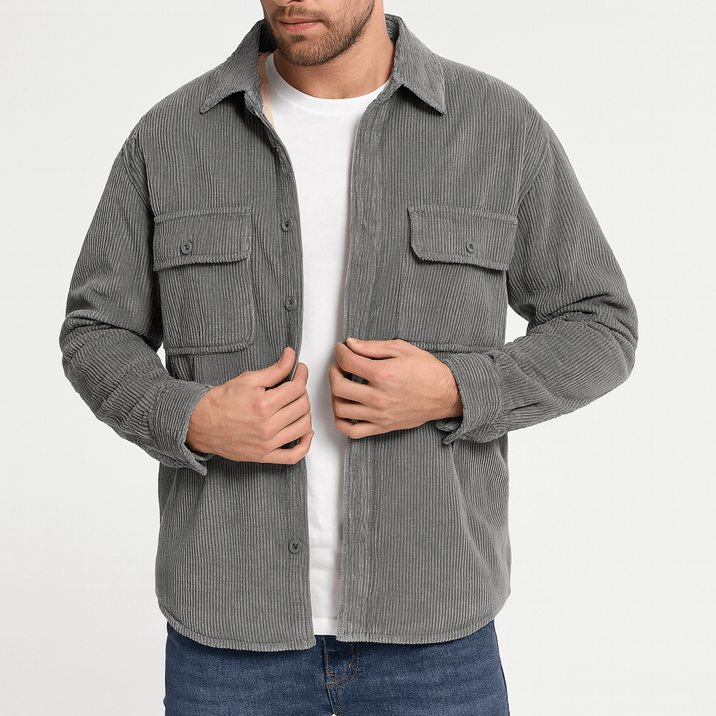 Bluzeo | Soft corduroy long-sleeved shirt