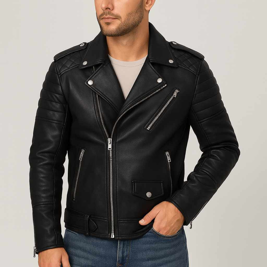 Bluzeo | Soft leather jacket with classic silhouette