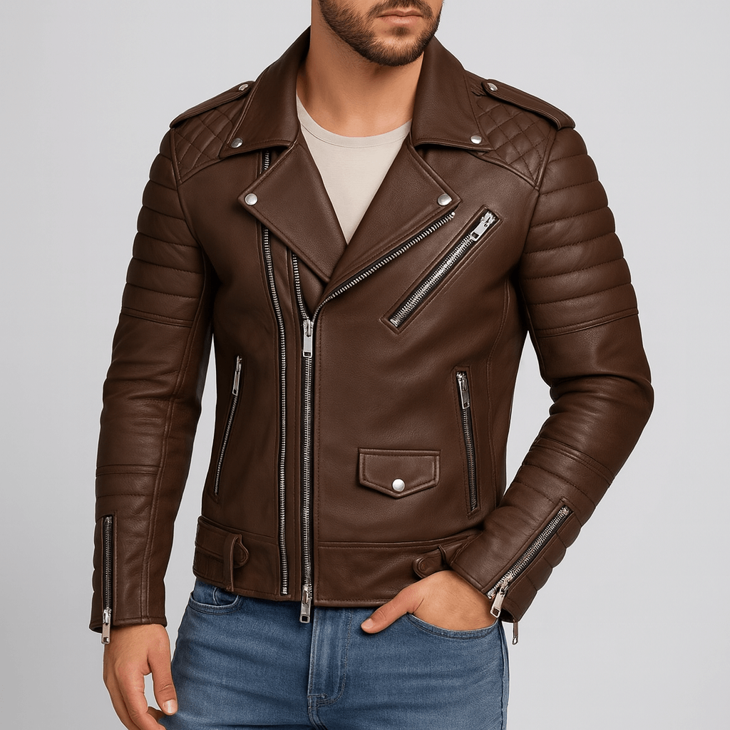 Bluzeo | Soft leather jacket with classic silhouette