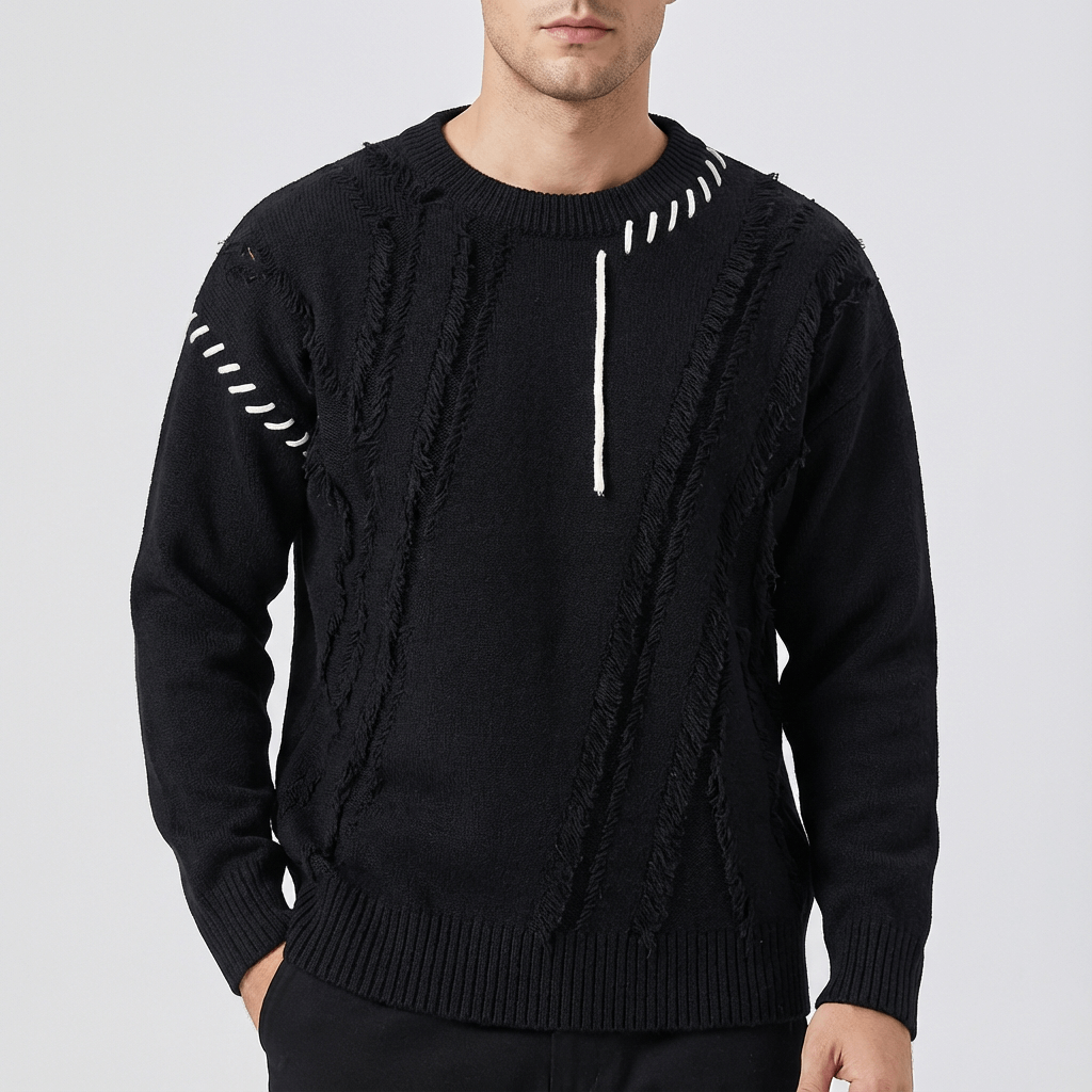 Bluzeo | Soft loose-fit patchwork knit sweater