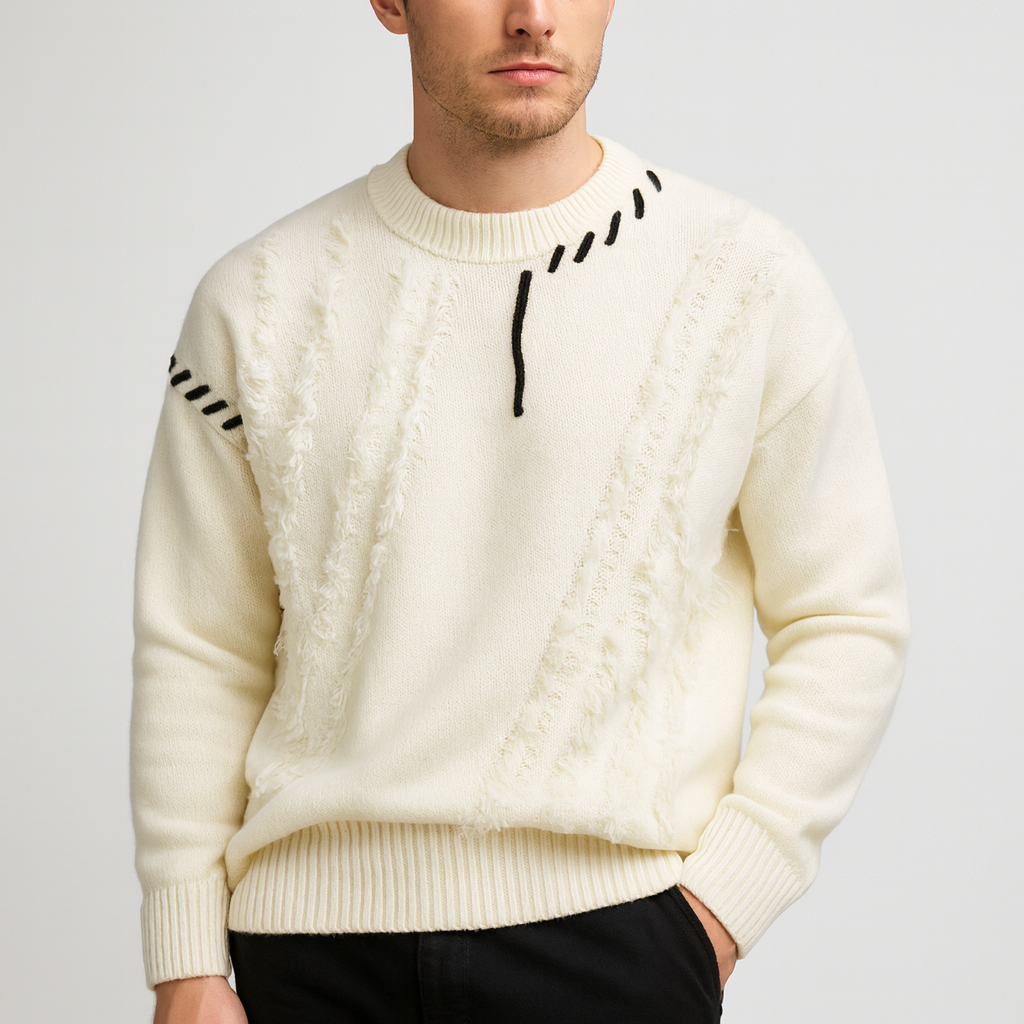 Bluzeo | Soft loose-fit patchwork knit sweater