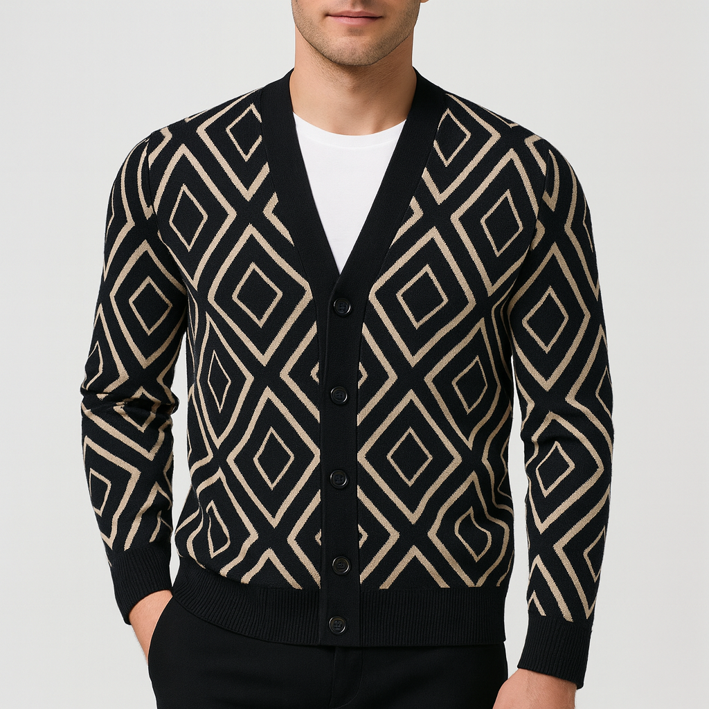 Bluzeo | Soft wool blend jacquard cardigan