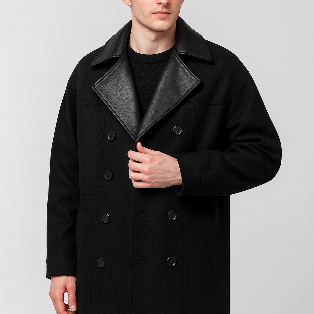 Bluzeo | Wool blend coat with contrast collar