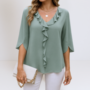Women's A-Line V-Neck Blouse for Summer Wear