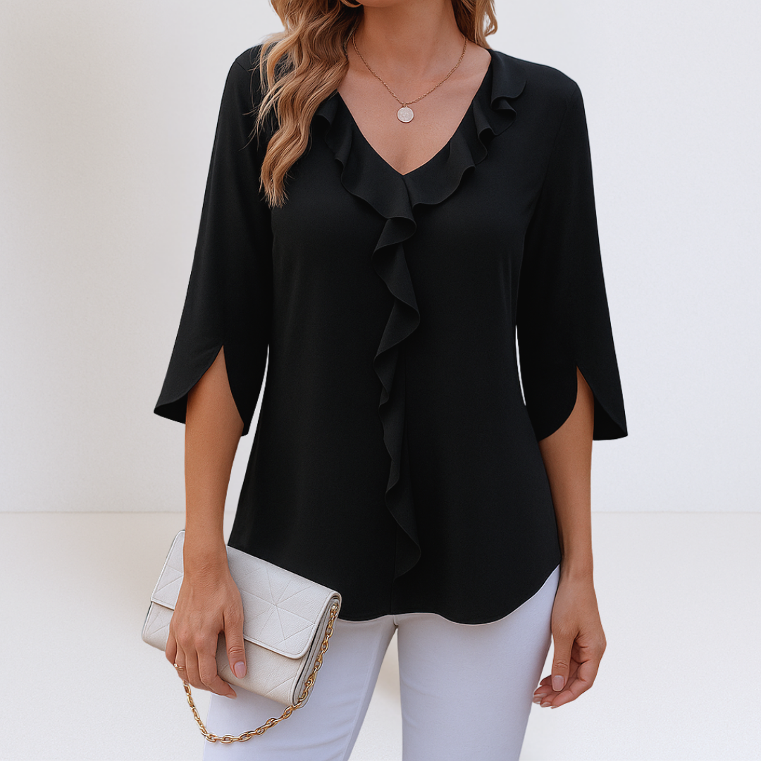 Women's A-Line V-Neck Blouse for Summer Wear