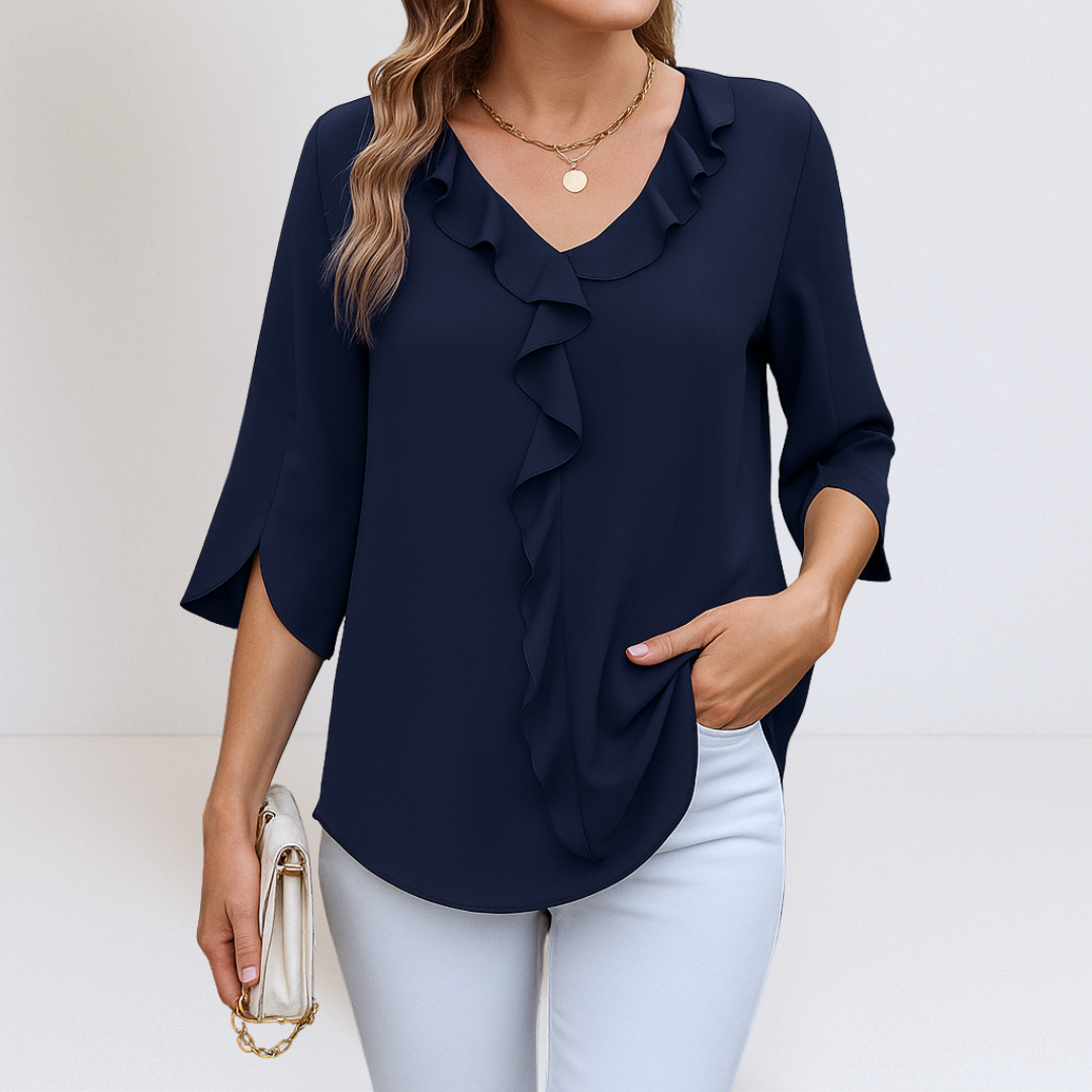 Women's A-Line V-Neck Blouse for Summer Wear