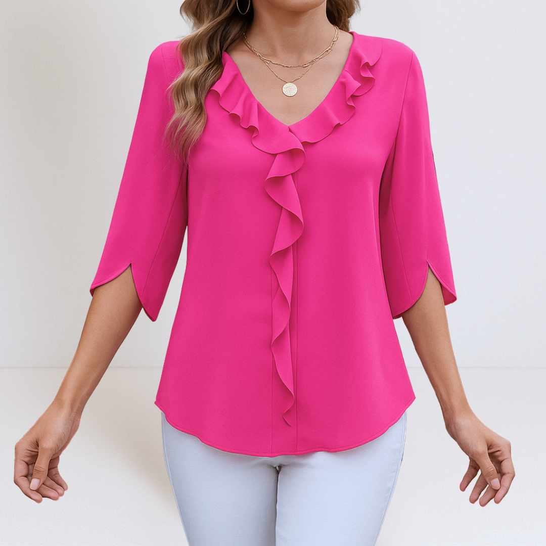 Women's A-Line V-Neck Blouse for Summer Wear