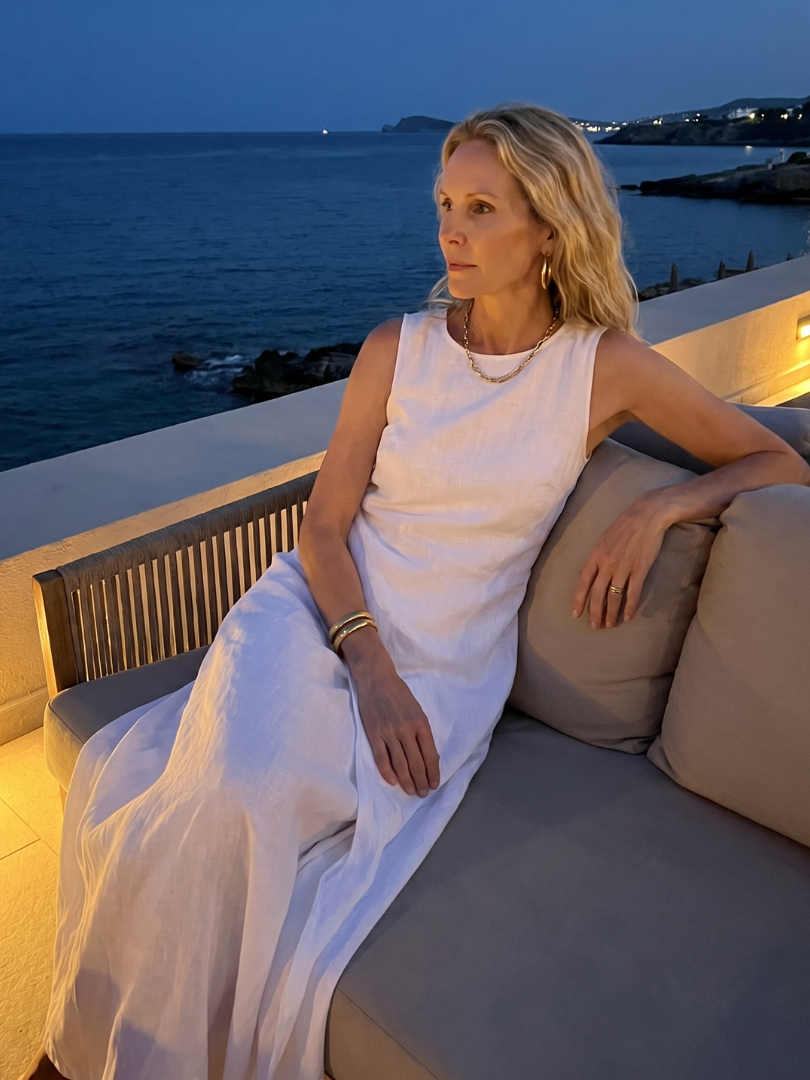 Women's Asymmetric Layered Round Neck Maxi Dress