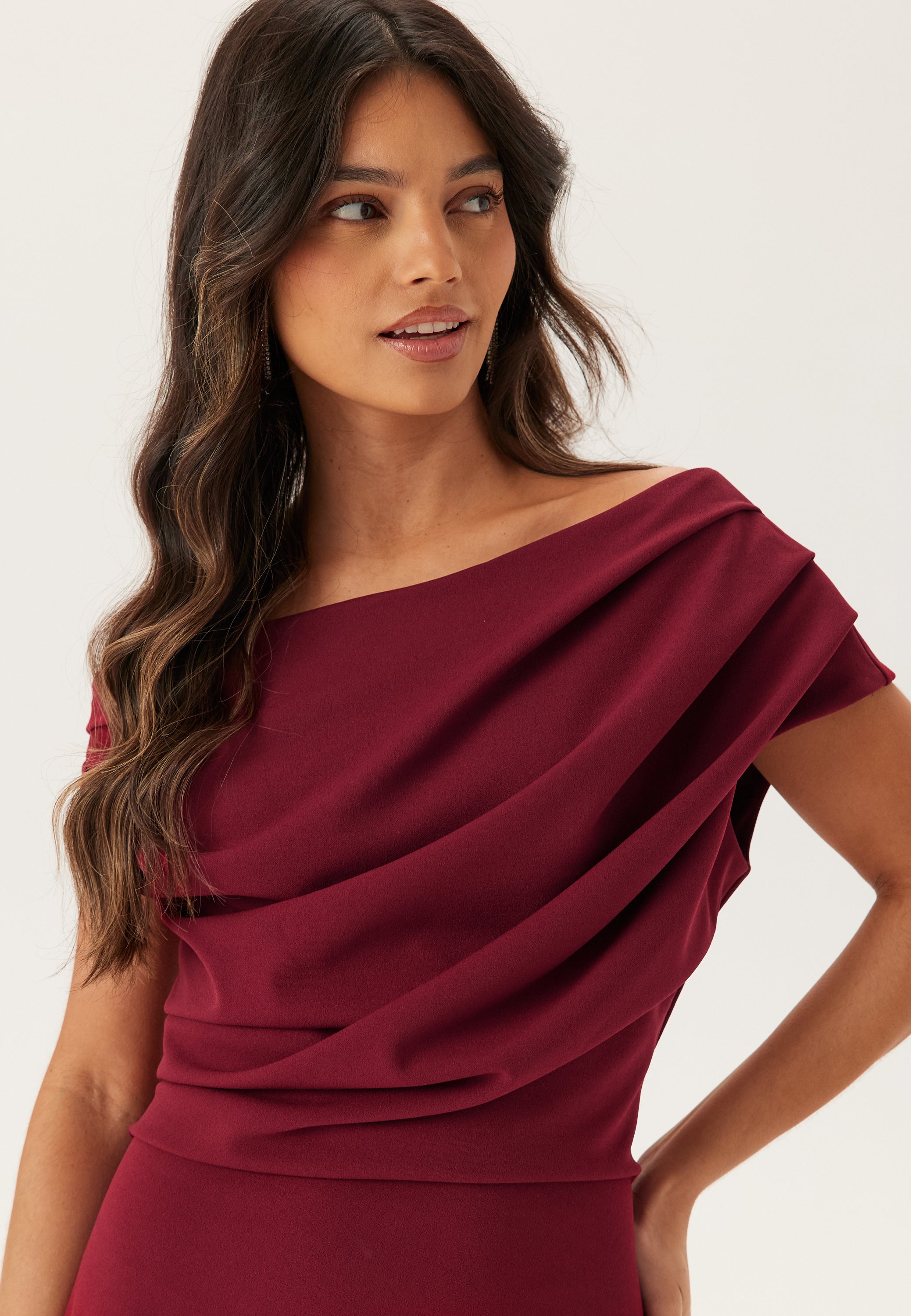 Women's Asymmetrical Neckline Bodycon Maxi Dress