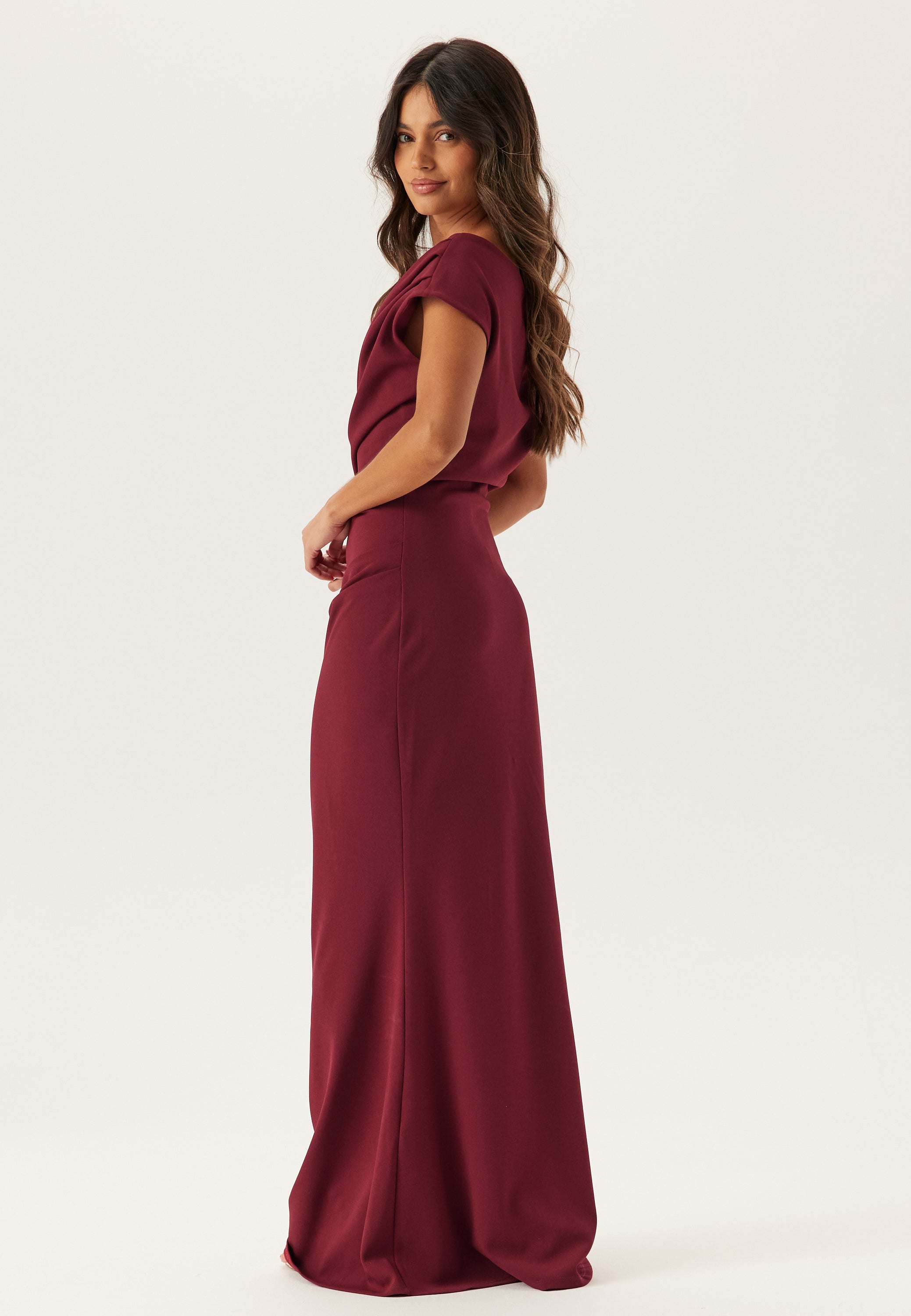 Women's Asymmetrical Neckline Bodycon Maxi Dress