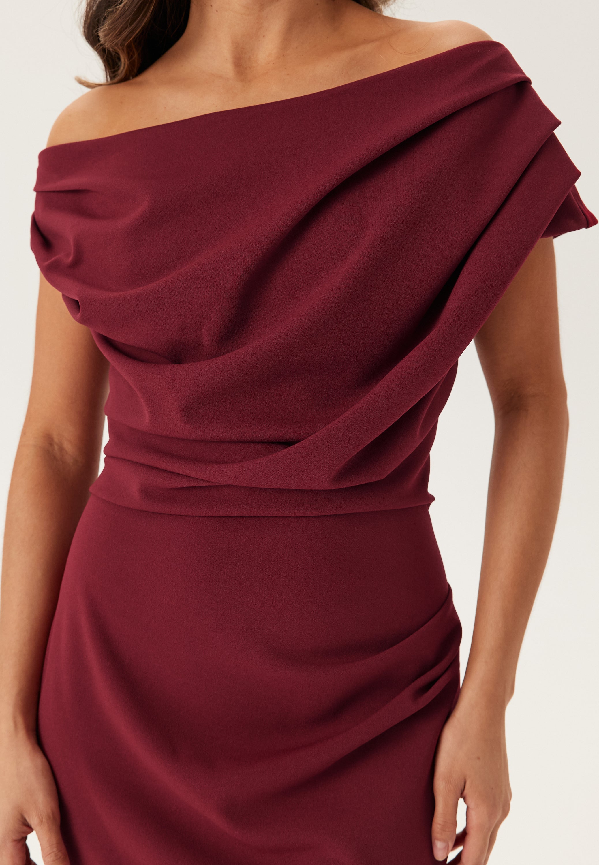 Women's Asymmetrical Neckline Bodycon Maxi Dress