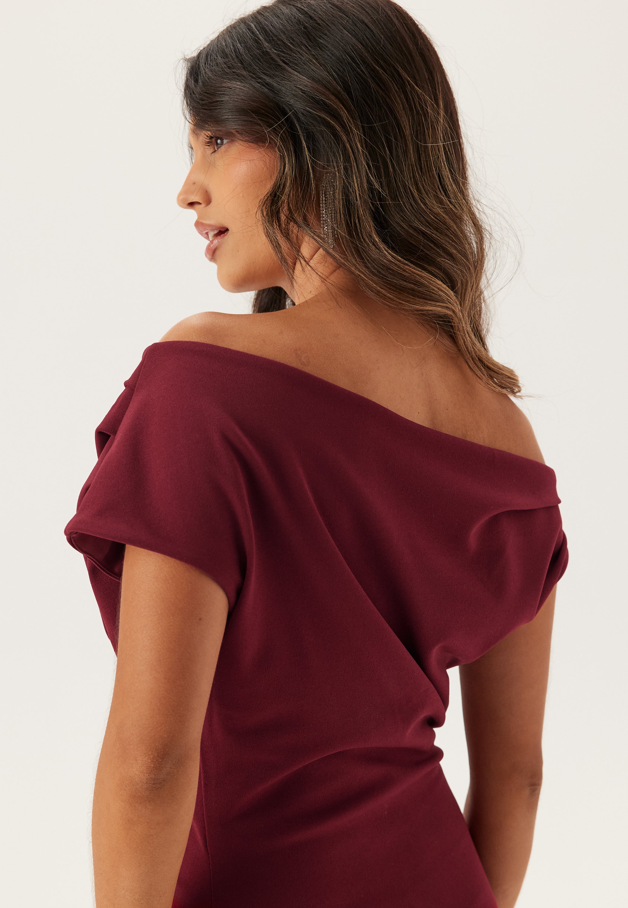 Women's Asymmetrical Neckline Bodycon Maxi Dress