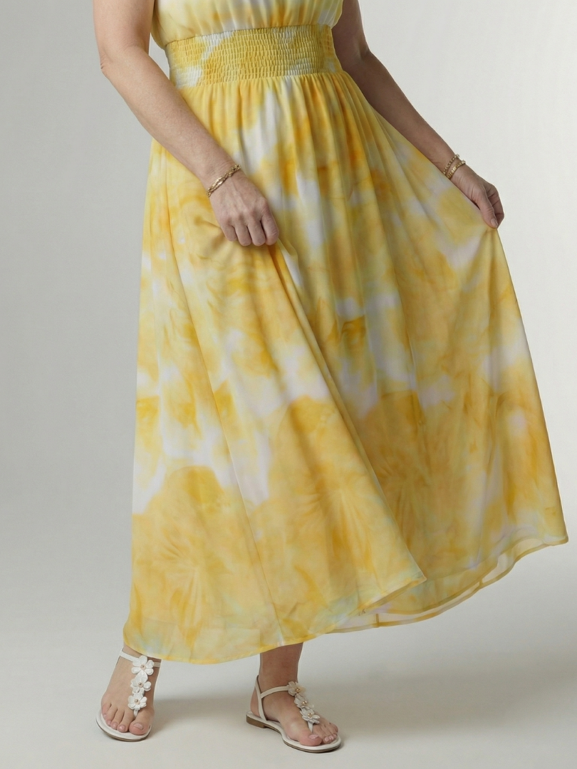 Women's Backless Midi Dress with Ruched Waist