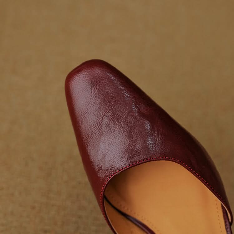 Women's Pointed Toe Pumps with Ankle Strap in Genuine Leather
