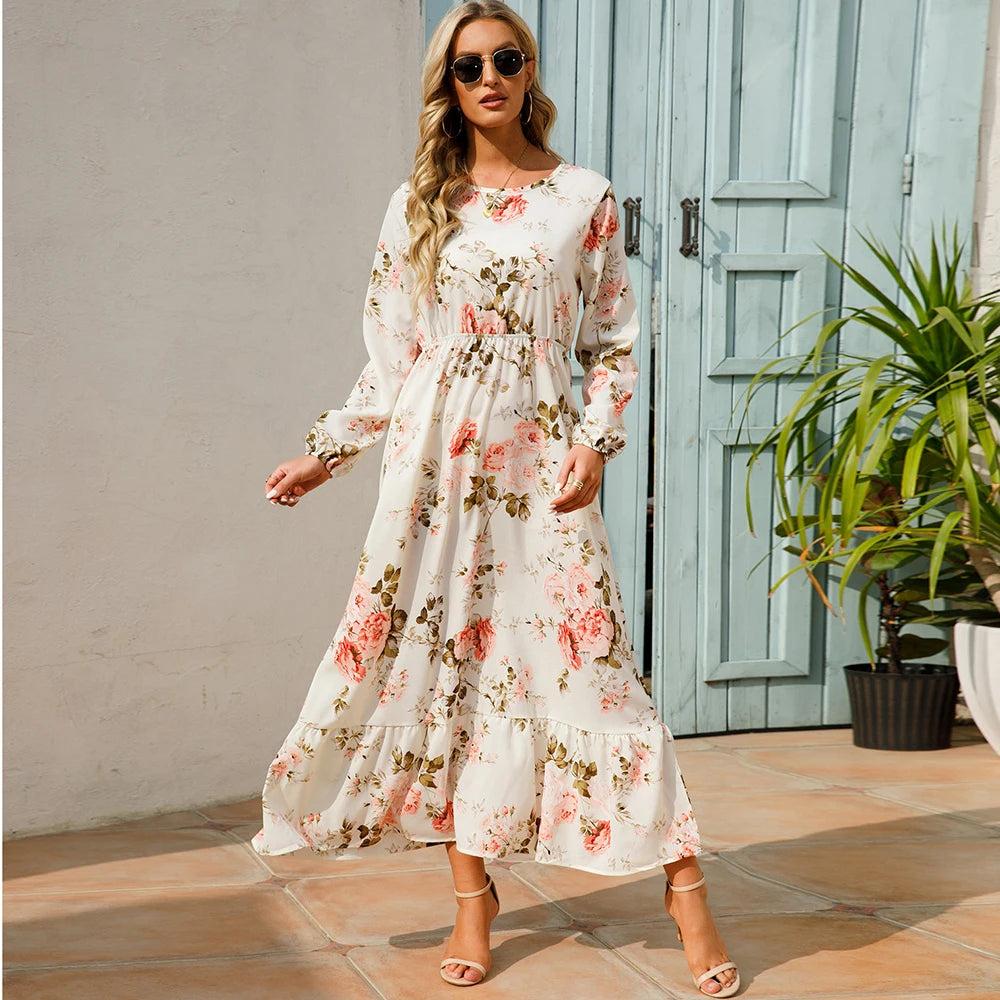 Women's Bohemian Long Sleeve Maxi Dress
