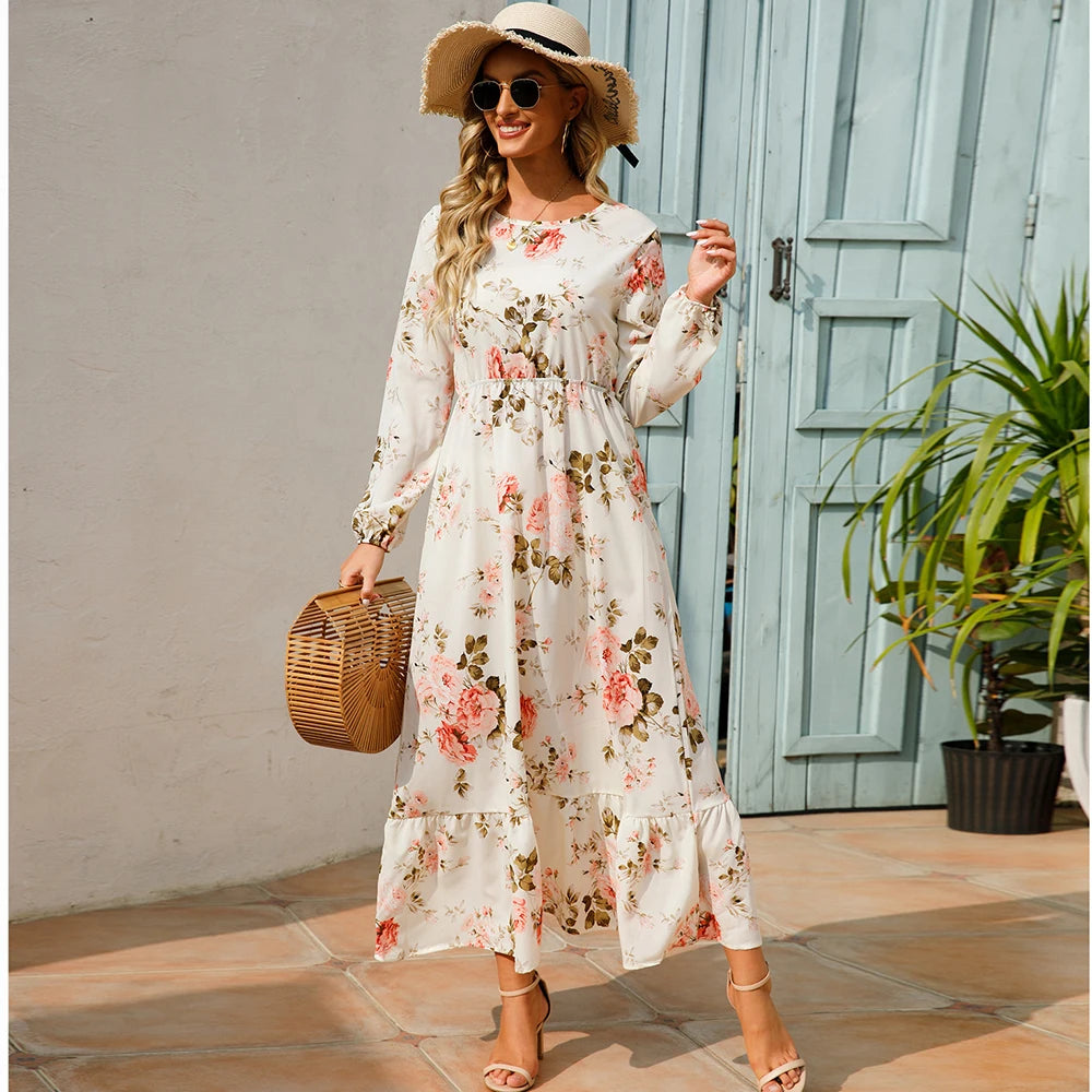 Women's Bohemian Long Sleeve Maxi Dress