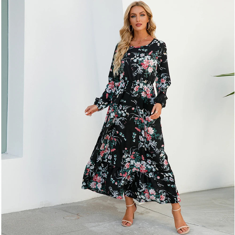 Women's Bohemian Long Sleeve Maxi Dress