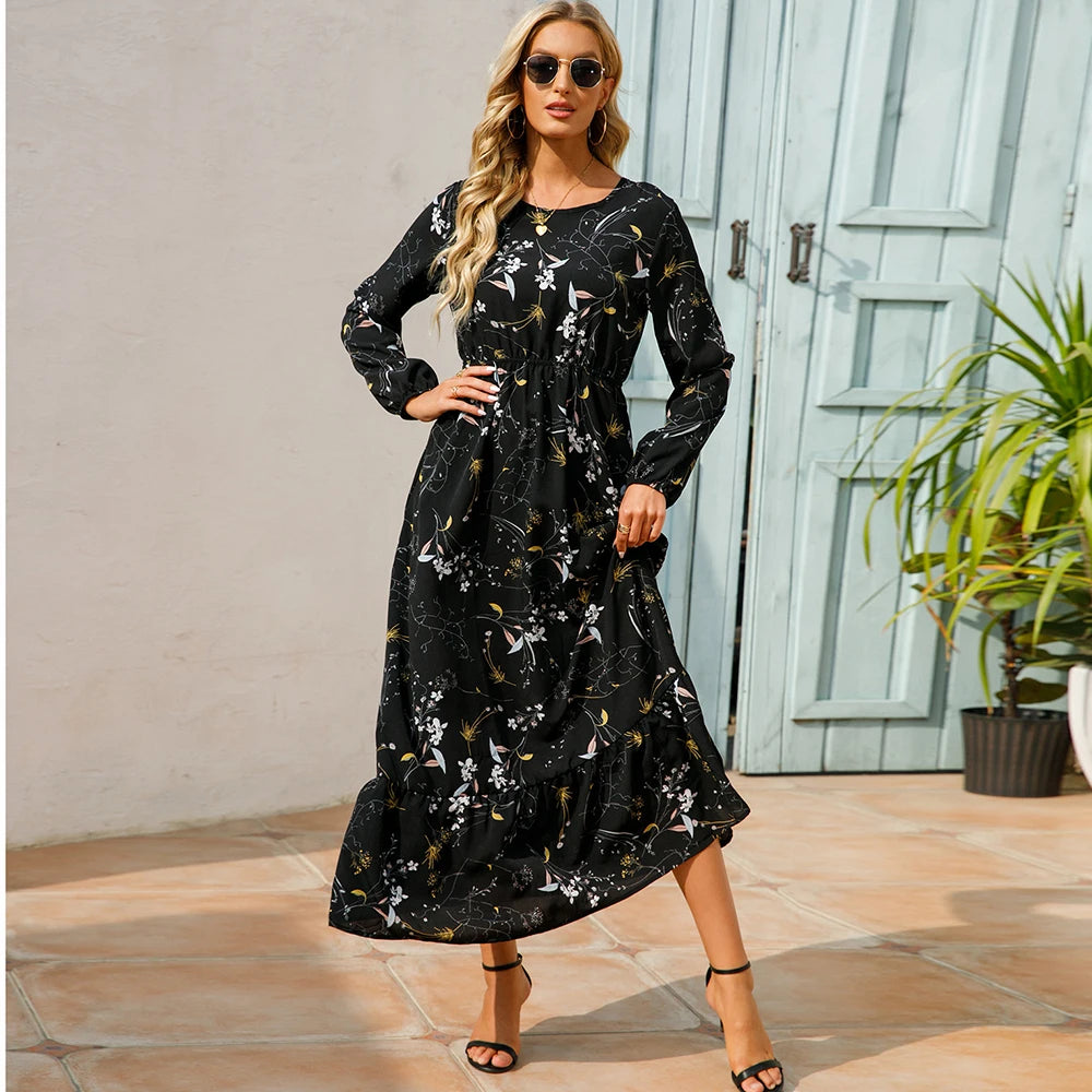 Women's Bohemian Long Sleeve Maxi Dress