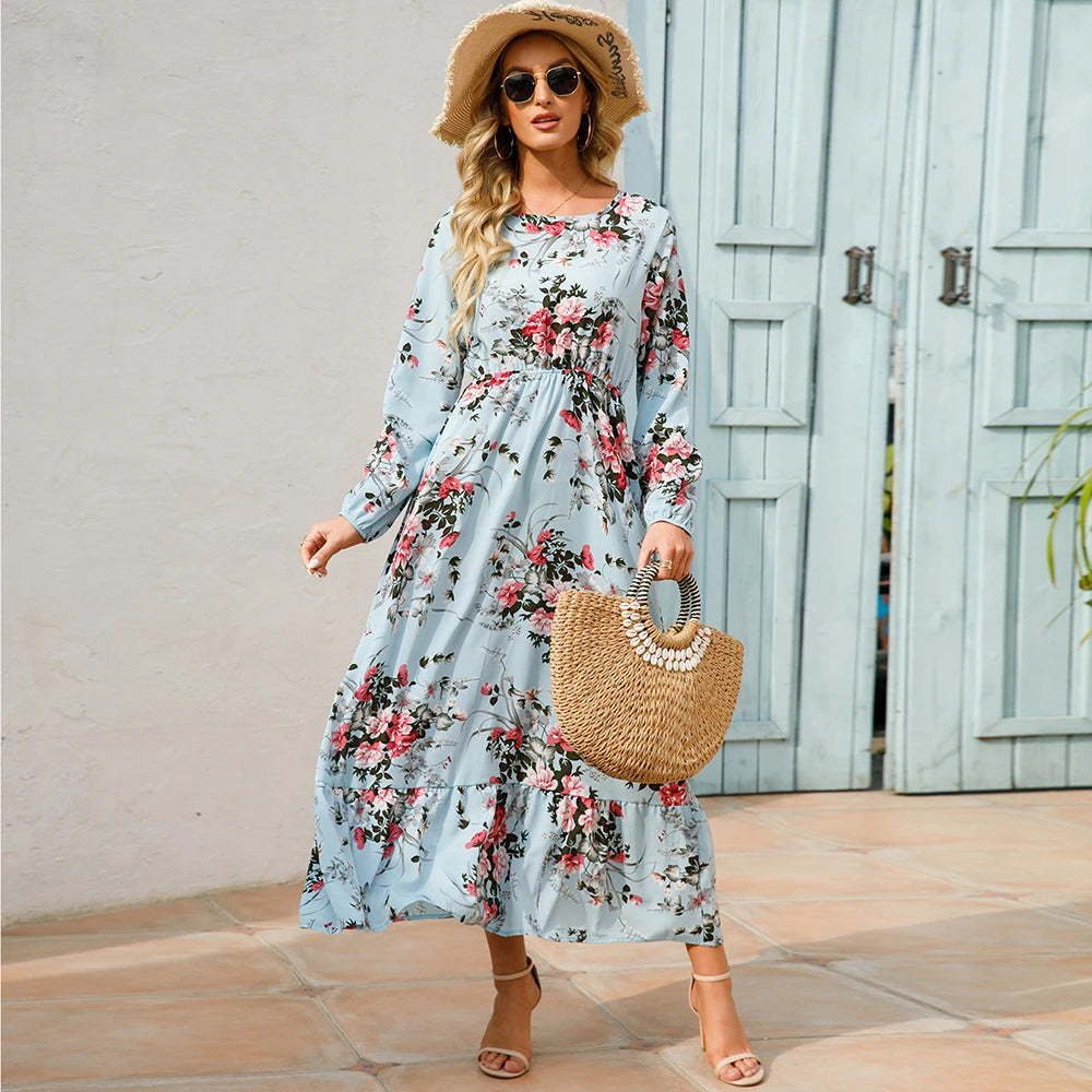 Women's Bohemian Long Sleeve Maxi Dress