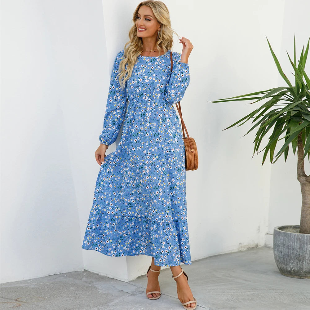 Women's Bohemian Long Sleeve Maxi Dress